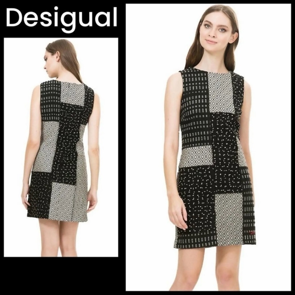 Desigual Olas Sleeveless Patchwork Dress - Size 38 US 6